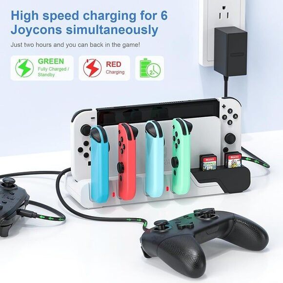 Switch Controller Charging Dock Compatible with Nintendo Switch & Swit - Picture 4 of 9
